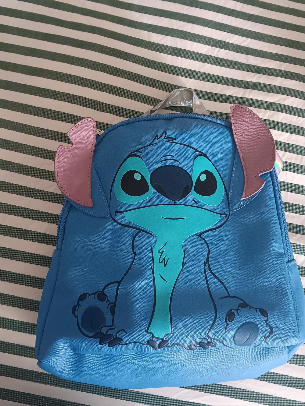 Disney Blue Stitch Kids Backpack with Pink Ear Accents